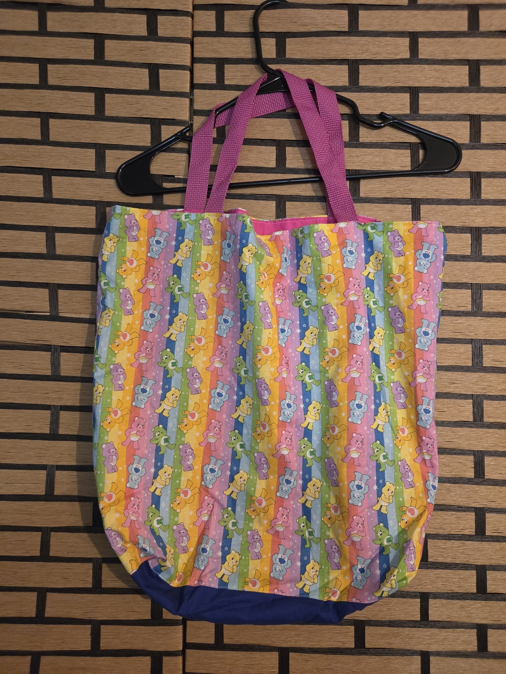 Vintage Style Care Bear Tote Bag with Pink Handles